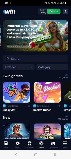 1Win Online Casino App for Canadian Players